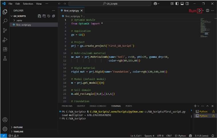 Figure 3.1: Foundation problem and VS Code IDE