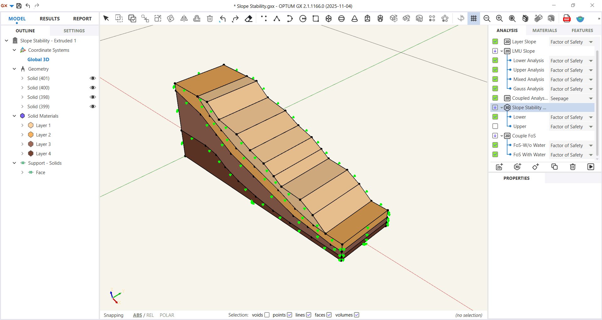 slope stability model pre processing analysis