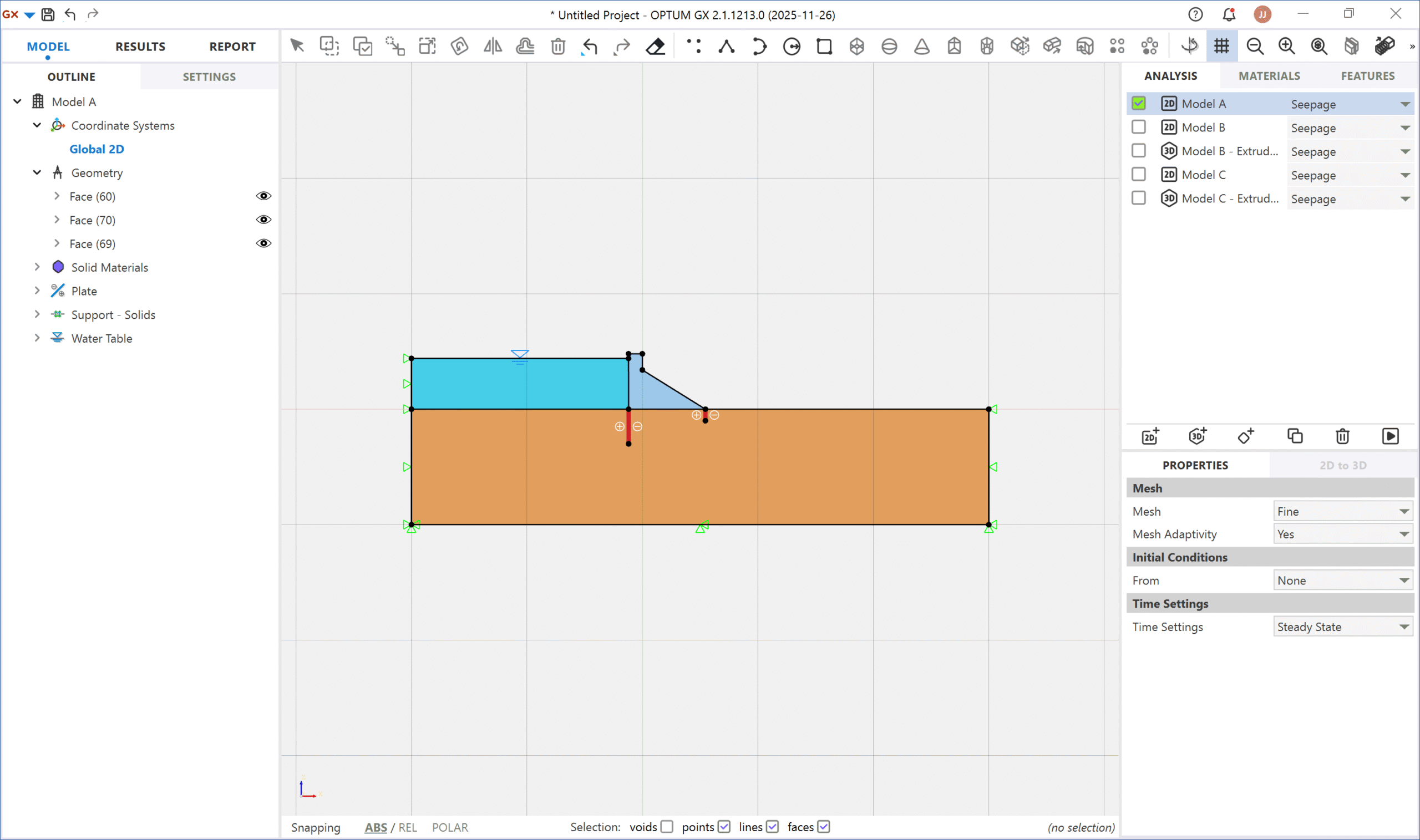 Report geotechnical analysis software for seepage analysis